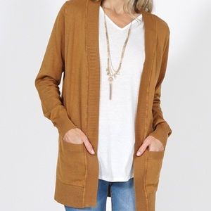 Open Front Cozy Ribbed Cardigan With Pocket New 🍂